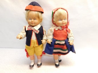 Schildkröt 2 Antika/Vintage 1940/50 Tals Dockor OBS info