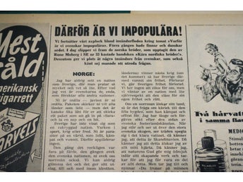 Retro-artikel ”Därför är vi svenskar så hatade i Norge” från 1952