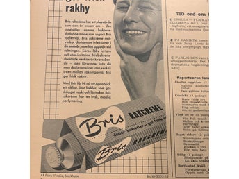 Retro-annons ”Bris rakcreme dödar bakterier” från 1953