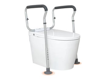 Toalettstöd med armstöd, justerbar bredd/höjd, aluminium, 136 kg kapacitet