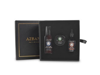 Azbane Skägg Box 3 in 1 skäggolja skäggvax skäggtvätt