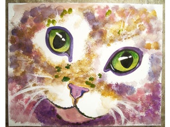 Målning katt A4