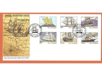 Nya Zealand FDC Segelfartyg 7.3.1990 vinjett