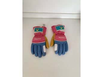 HESTRA skidhandskar strl: 7,5 färgglada 80-tal vintage skinn handskar