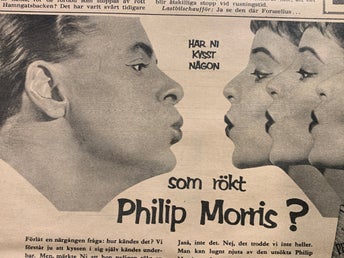 Retro-annons ”Har ni kysst någon som rökt Philip Morris?” från 1953