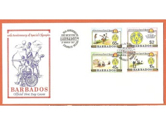 Barbados FDC Paralympics 27.3.1987 vinjett