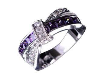 Ring pläterad med äkta silver 925 med Zirkon, Storlek 9, Ca 18-19 mm