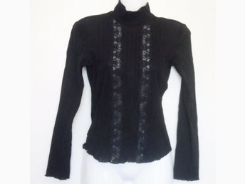 Mörkblå tröja med puff armar, La redoute (350431034) ᐈ Zoe & Rose LA svart kort jeansjacka med spetsinfällningar
