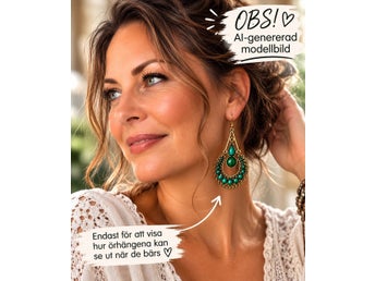 Boho örhängen gröna stenar guldfärgad vintage statement