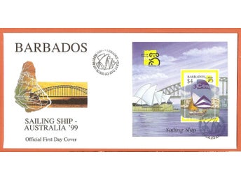 Barbados FDC Australia 99 segling 19.3.1999 vinjett
