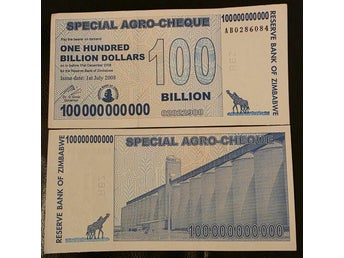 Zimbabwe Special Agro-Cheque 100 Billion 2008 UNC ovikt