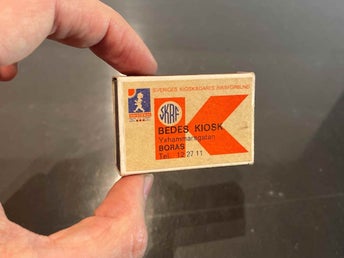 Bedes Kiosk Borås tändsticksask Yxhammarsgatan - SKRF äldre ask Rare