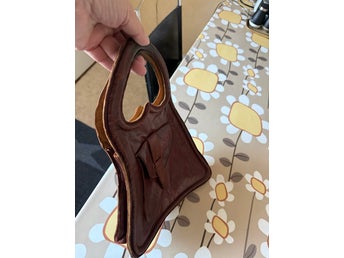 Handväska i brunt läder retro vintage
