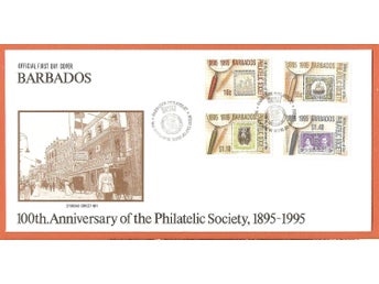 Barbados FDC Filateli sällskapet 100 år 30.1.1996 vinjett