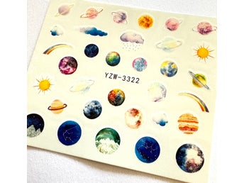 nail art transfer stickers planeter rymden norrsken stjärnhimmel naglar