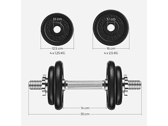 SONGMICS gjutjärnshantel, hantelstänger räfflade set om 2 – 20 kg SYL20T