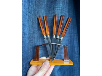 VINTAGE - Bakelit SOLINGEN knivar med ställ