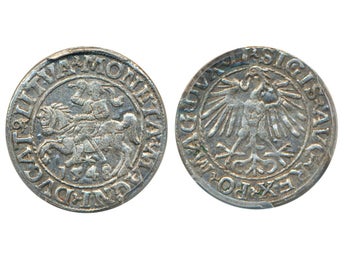 Lettland. Sigismund II August (1548-72), Ivanauskas 4SA38-12, 1/2 groschen 1548.