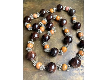 Vintage 1970s ussr hippie handmade ceramic necklace