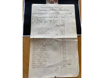 Fraktlista från Ångaren Glafsfjorden 1918 .