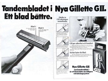 GILLETTE - NYA GILLETTE GII, STOR REKLAMANNONS 1972