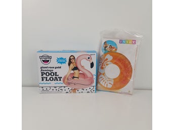 Bigmouth Flamingo Pool Float och en Intex Badring