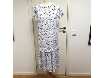 Top Lady 1970's White & Black Dotted Dress Size EU 42/44 - Made in UK
