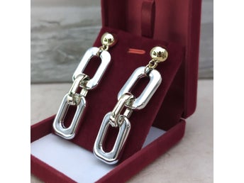 Örhängen studs tvåfärgad oversize kedjor av akryl statement trendiga 65x15mm