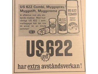 Retro-annons ”Nytt: US 622 Gör myggen osynlig” från 1967