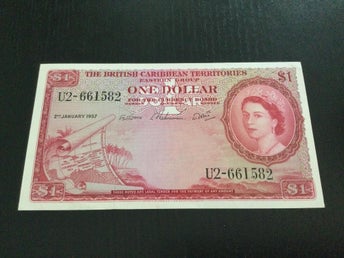 British Caribbean Territories 1 dollar 1957 ovikt/AU P-7b Queen Elizabeth II