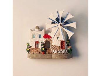 Greece Aegean Sea Rhodes Island Rotating Windmill Fridge Magnet