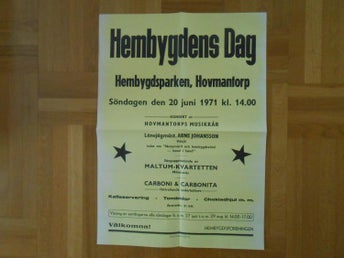 Plansch Hembygdens dag Hovmantorp 1971 Maltum-kvartetten Mönsterås