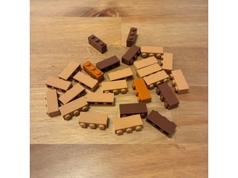 LEGO 1x3 klossar i brunt och medium nougat, 26st