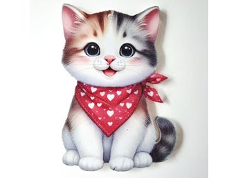 Hänge. Dekoration. Söt Katt med Röd Scarf!