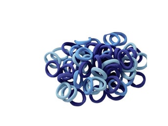 Elastiska hårsnoddar - Hårband - 100st - 20mm - Blå mix