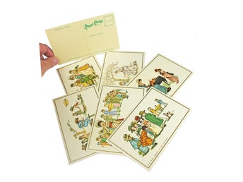6st Vykort Kate Greenaway Postcards ca 50 år gamla Oanvända 50 years old