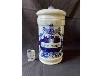 Stor antik holländsk Delft 3 klockor apotek medicinburk 1700-/1800-tal