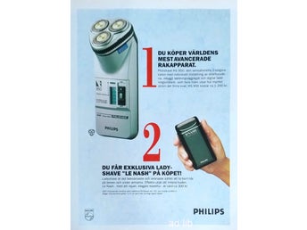 - PHILISHAVE HS90, LE NASH, TIDNINGSANNONS 1989