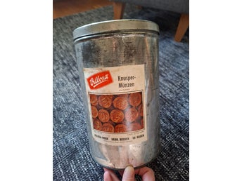 Stor Vintage Plåtburk Villosa Knusper-Münzen – 50-tal/60-tal Tyskland