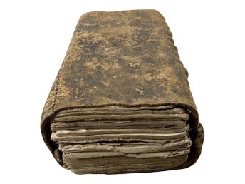 Bönbok Antik Läder Inbunden Andaktsbok Kristet Bok 1600-tal?