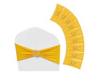 Stretch Spandex Chair Sashes, Chair Slipcover and Stretch Chair Sash with Round