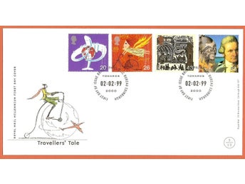England FDC Millenniet Travellers tale 2.2.99 vinjett
