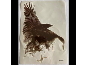 Stor tillfällig Tatuering Halloween Korp Gothic Crow Rock