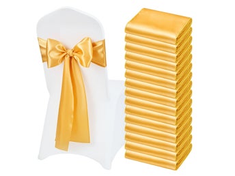 Satin Chair Sashes Bows, 50PCS Chair Ribbon Ties Back Sash, 7 x 108 inch
