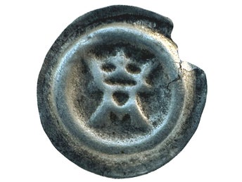 Albreckt av Mecklenburg 1364-1389 Västerås, Penning med krönt A inom slät ring
