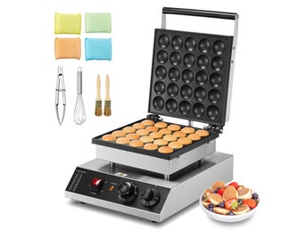 Poffertjesmaskin 25 st, 43 mm, 1700 W, non‑stick, timer och temperaturkontroll