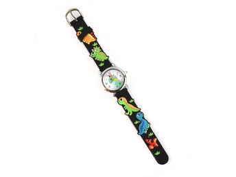 Armbandsur Dinosaurie Svart Barn klocka i Ask 29mm Urtavla, Gummi, Quartz Ny