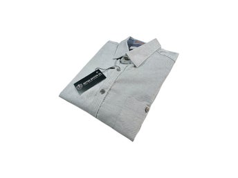 Ted Baker 6 Skjorta Herr UK Storlek 2XL Grå Knapp Ficka Långärmad Tunna Manschetter