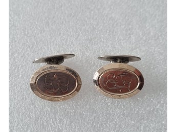 Vintage manschettknappar Monogram Silver 1800/1900-talet