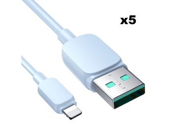 Joyroom USB Till Lightning Kabel 1.2m - Ljusblå (5-pack)